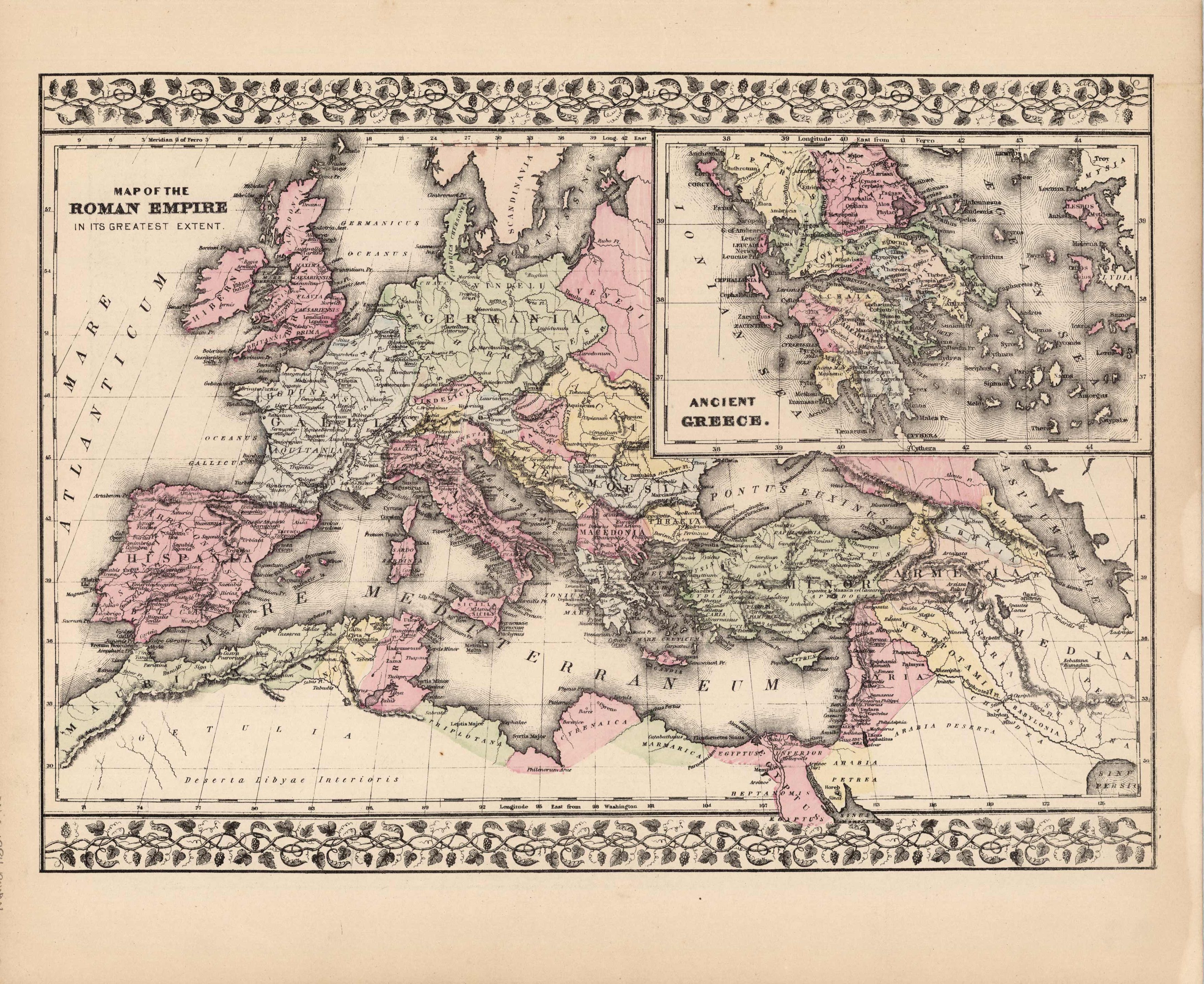 Old Roman Empire Map Map of the Roman Empire. Ancient Greece   Art Source International