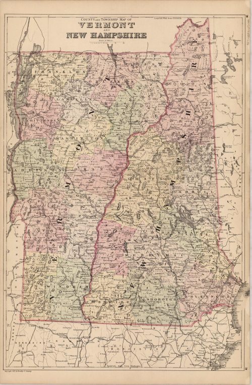 County & Township Map of the States of Vermont and New Hampshire