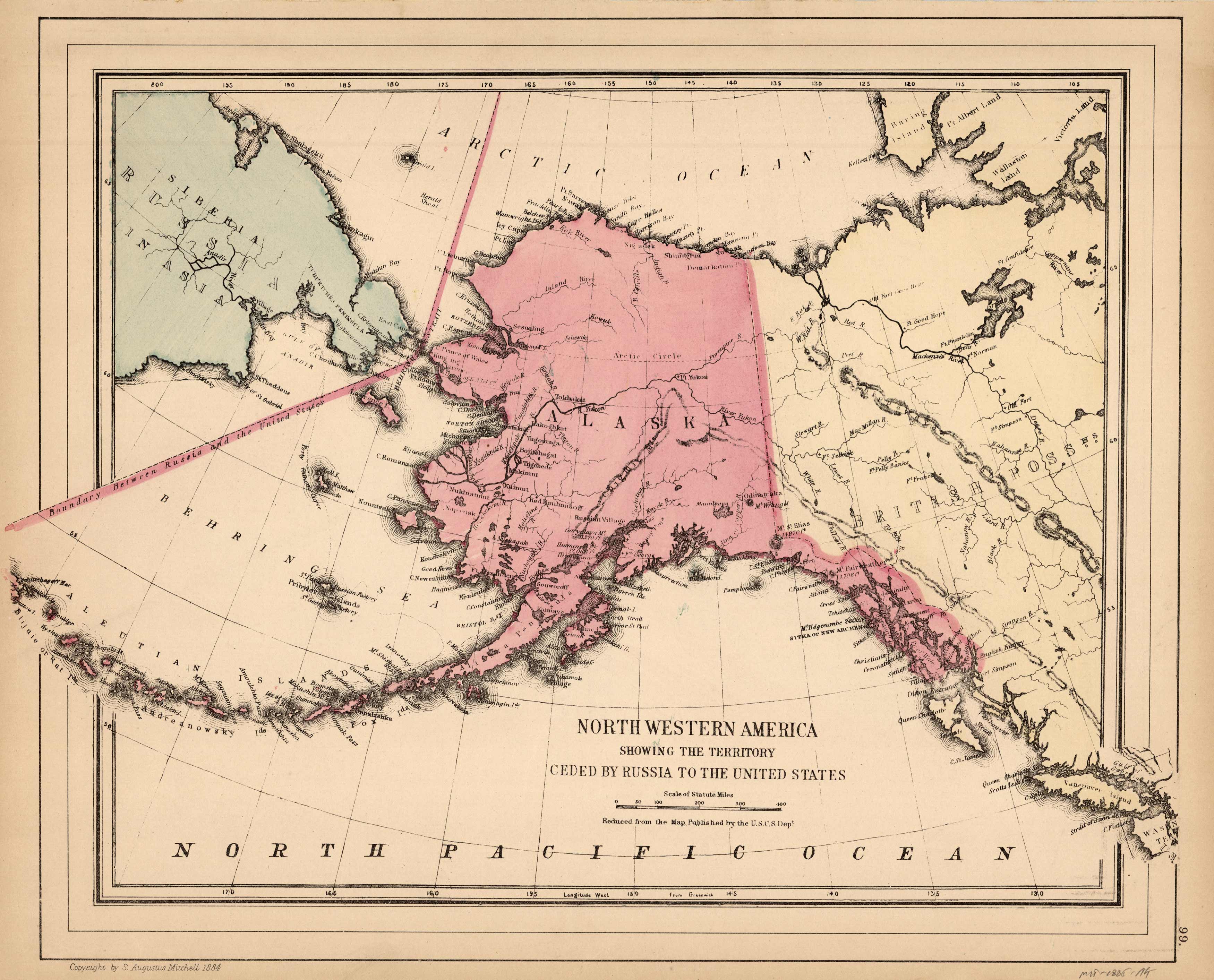 North Western America Showing the Territory Ceded by Russia to the United States