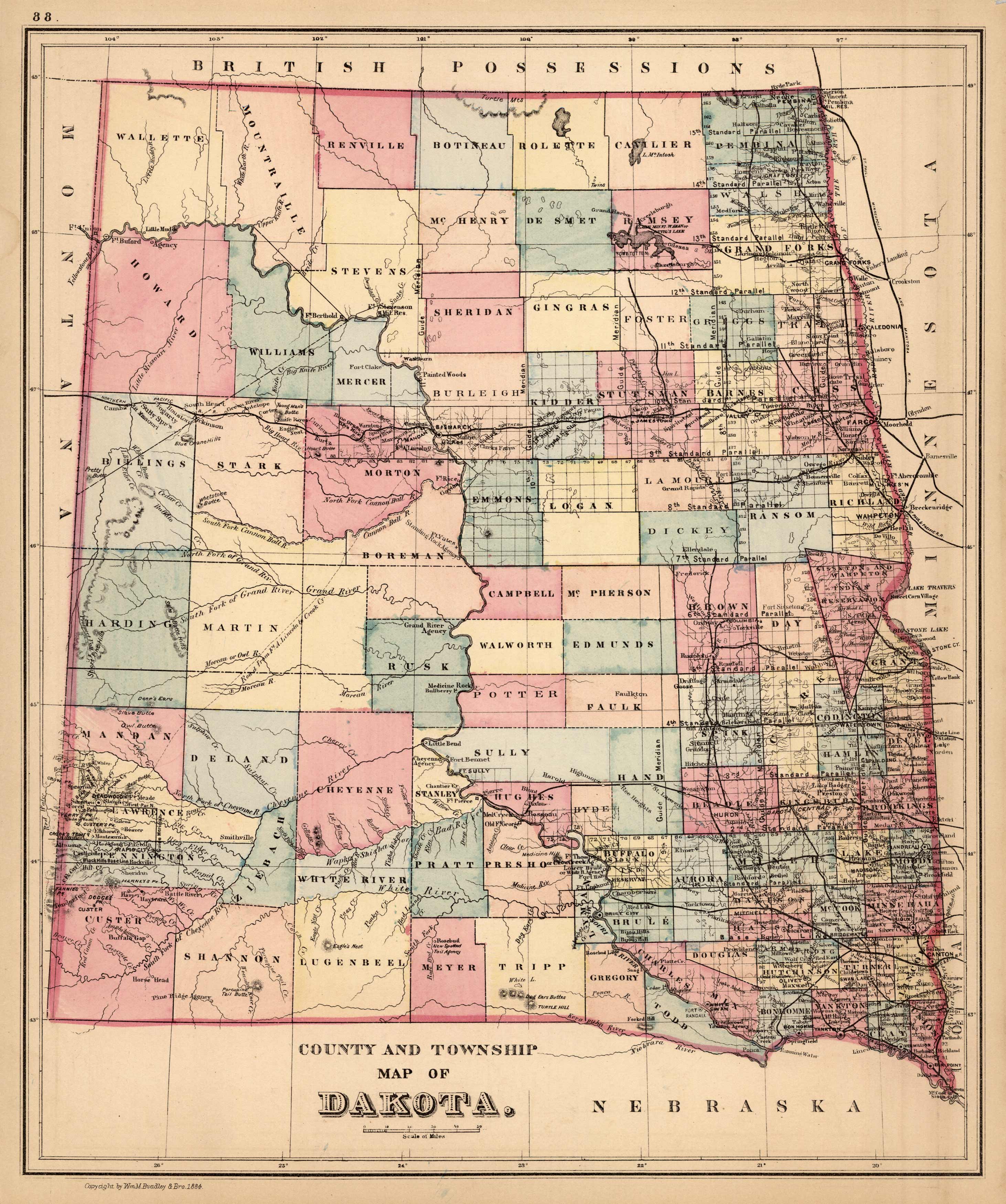 County and Township Map of Dakota