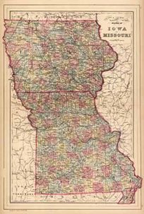 County and Township Map of Iowa and Missouri