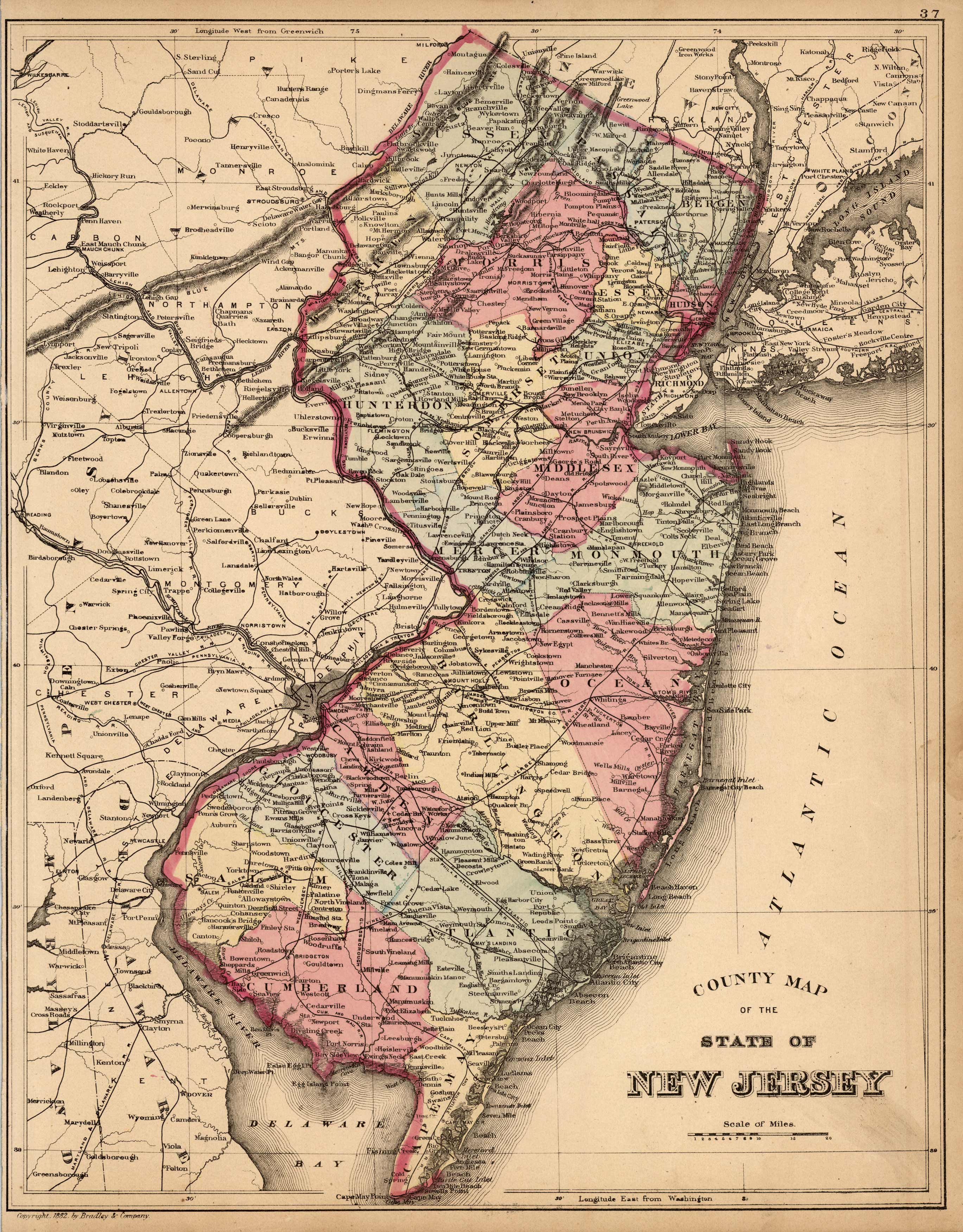 County Map of the State of New Jersey