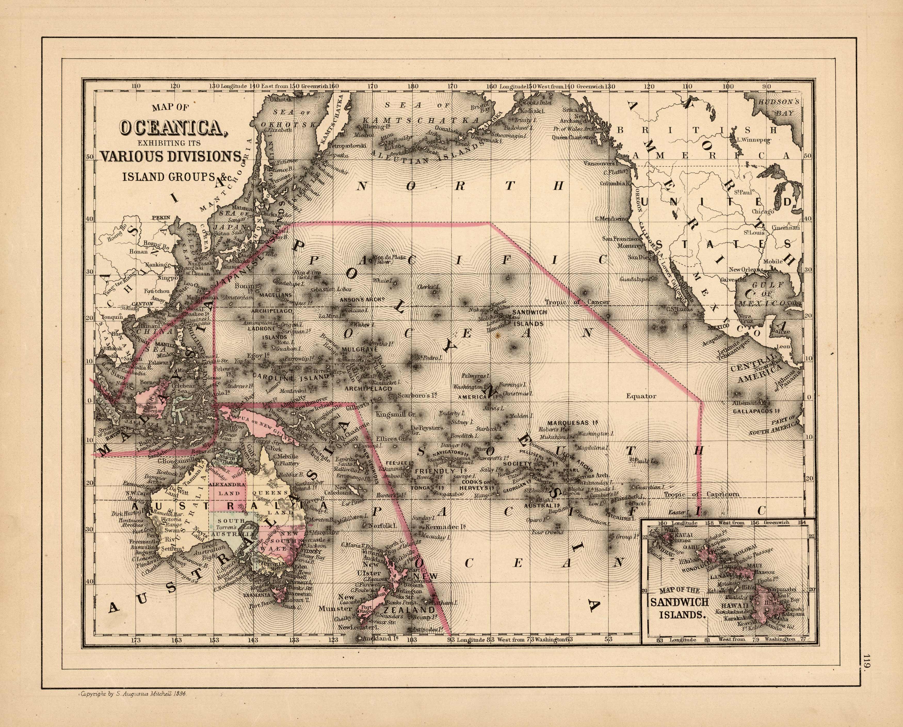 Map of Oceanica Exhibiting its Various Division