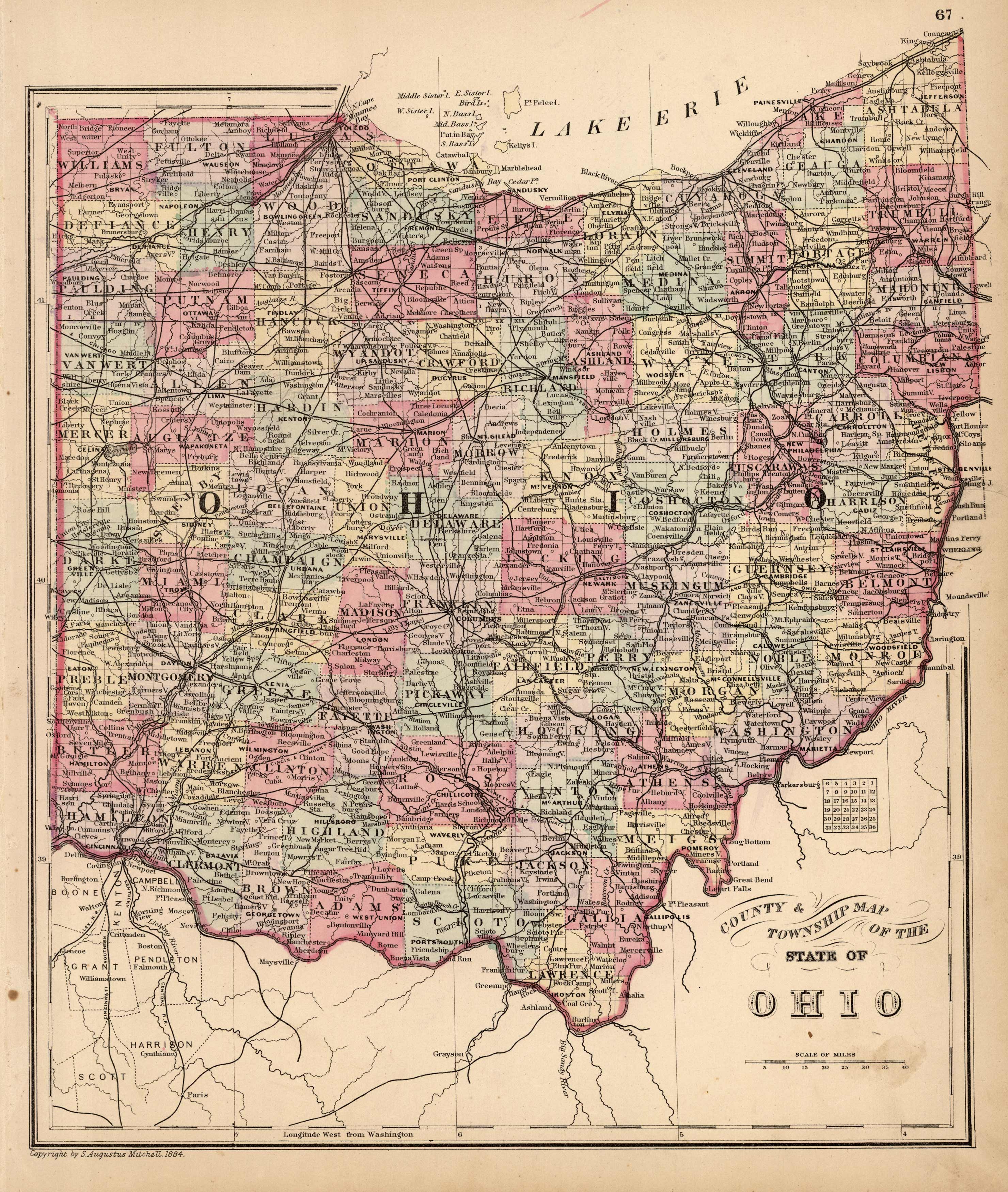 County and Township Map of the State of Ohio - Art Source International