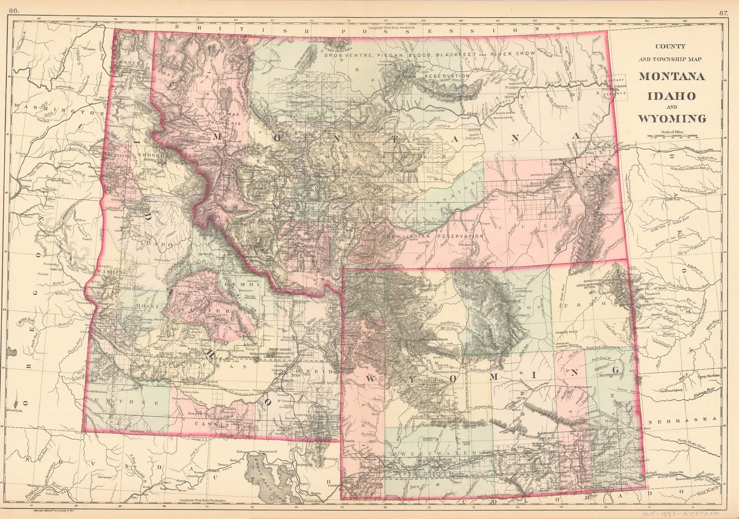 County Map and Township Map- Montana, Idaho and Wyoming - Art Source ...