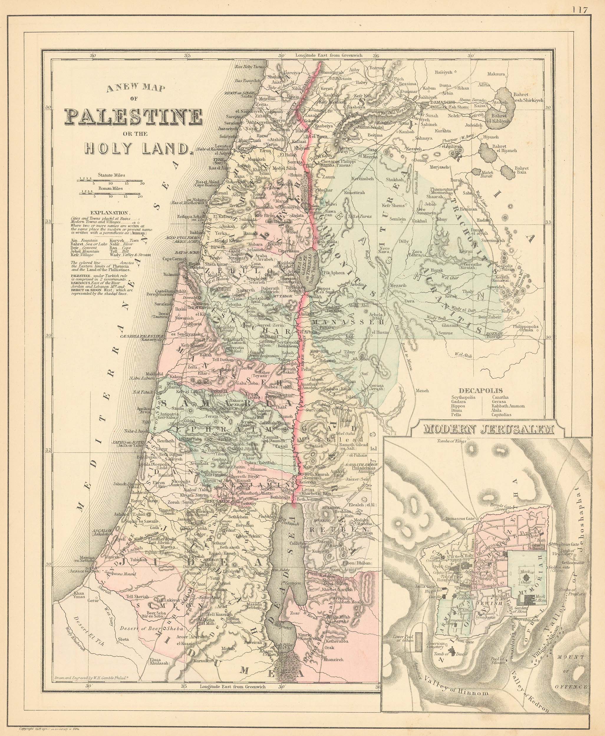 A New Map of Palestine or the Holy Land - Art Source International