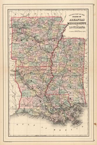 County Map of the States of Arkansas