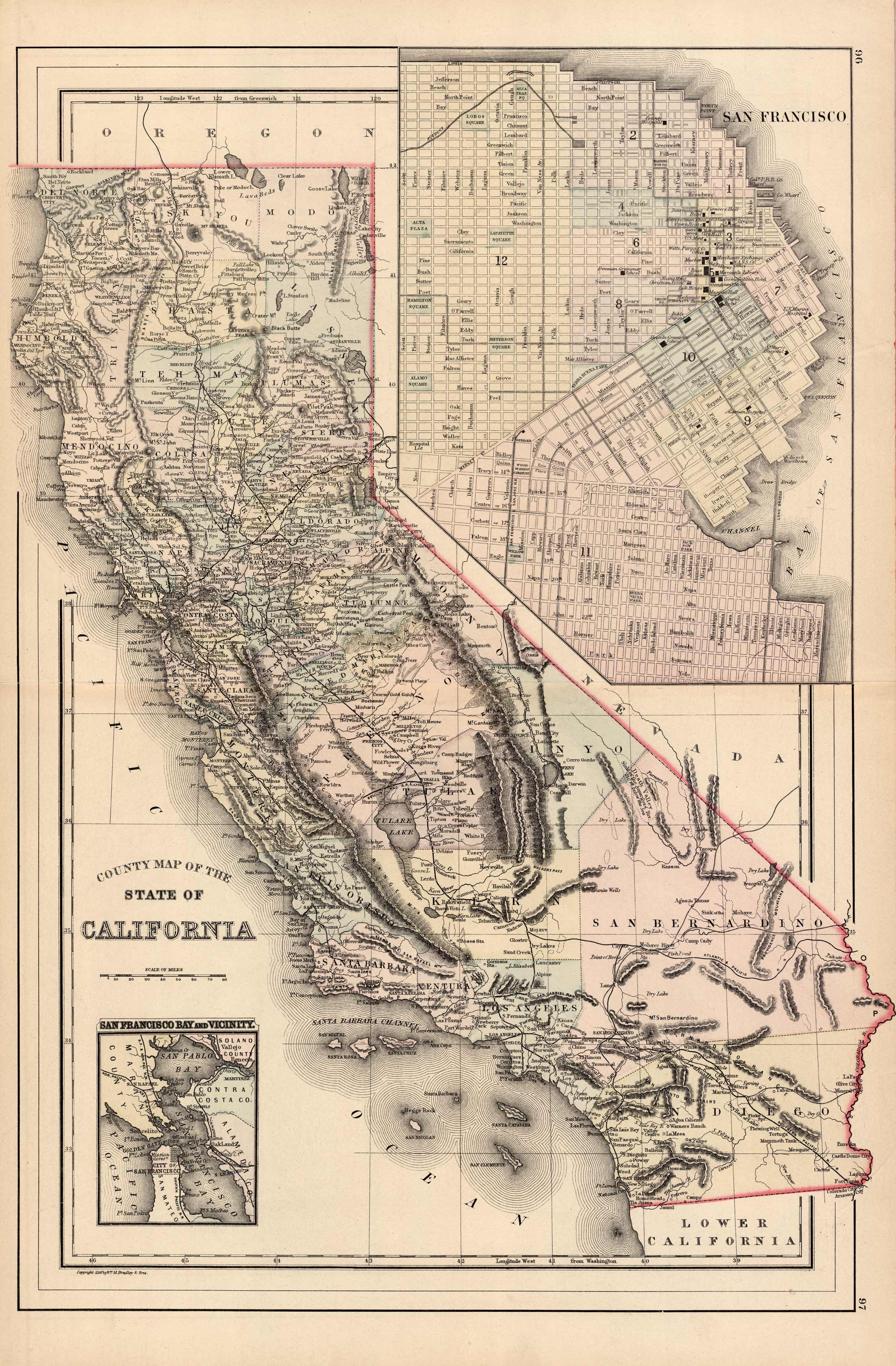 County Map of the State of California (with inset maps of San Francisco ...