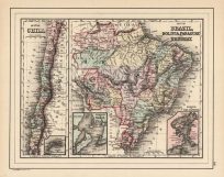 Map of Chili (with inset map of Island of Juan Fernandez). Map of Brazil