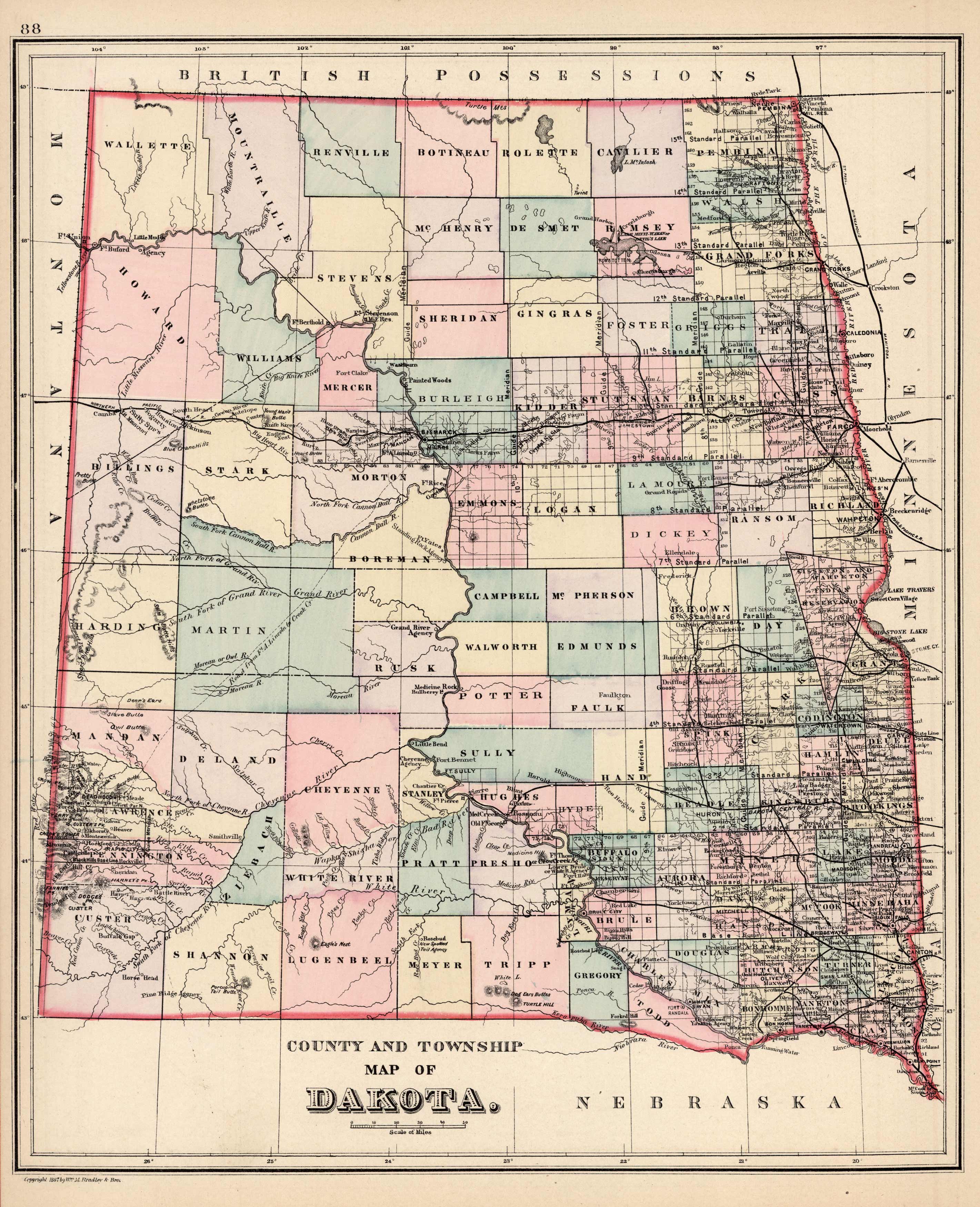 County and Township Map of Dakota