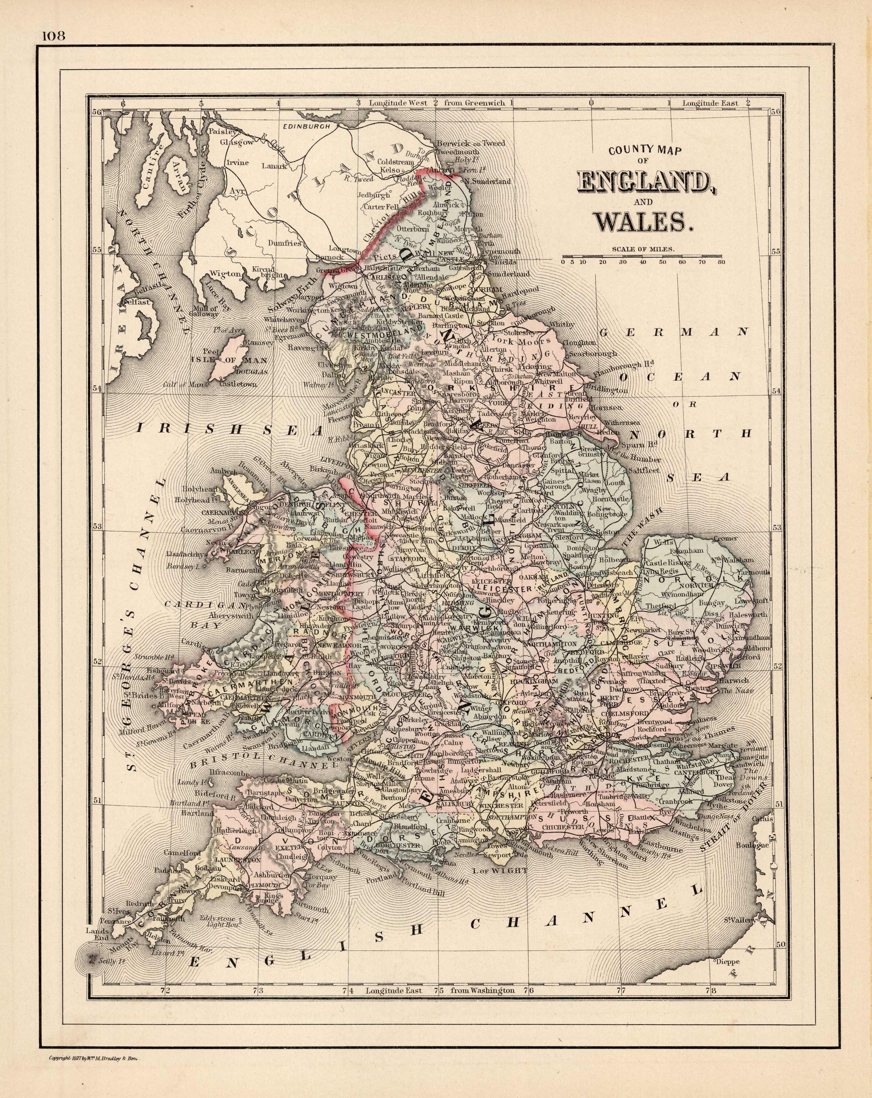 County Map of England and Wales