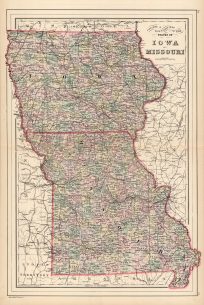 County & Township Map of the States of Iowa and Missouri