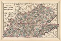 County Map of Kentucky and Tennessee