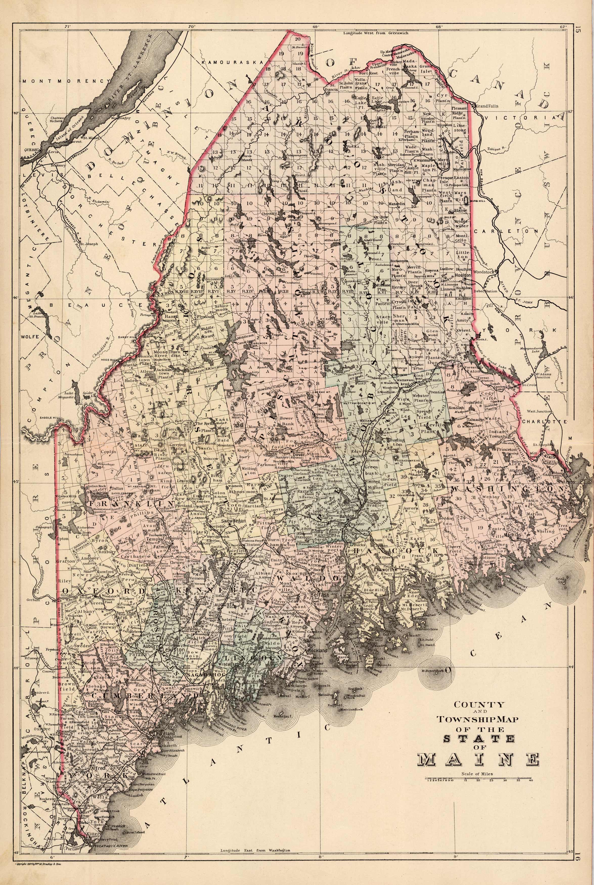 County and Township Map of the State of Maine - Art Source International