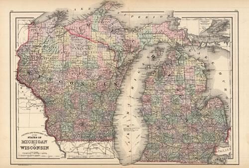 County and Township Map of the States of Michigan and Wisconsin
