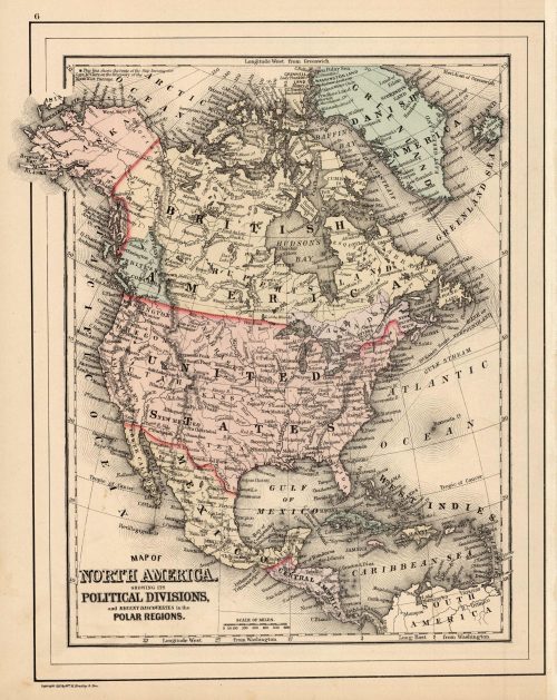 Map of North America showing its Political Divisions and Recent Discoveries in the Polar Regions