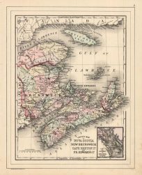 County Map of Nova Scotia New Brunswick Cape Breton Isl. and Prince Edwards Isl. (with an inset map of the city and harbor of Halifax)'