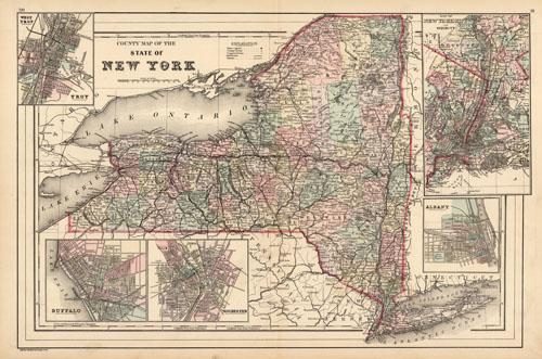 County Map of the State of New York (with inset maps of Troy