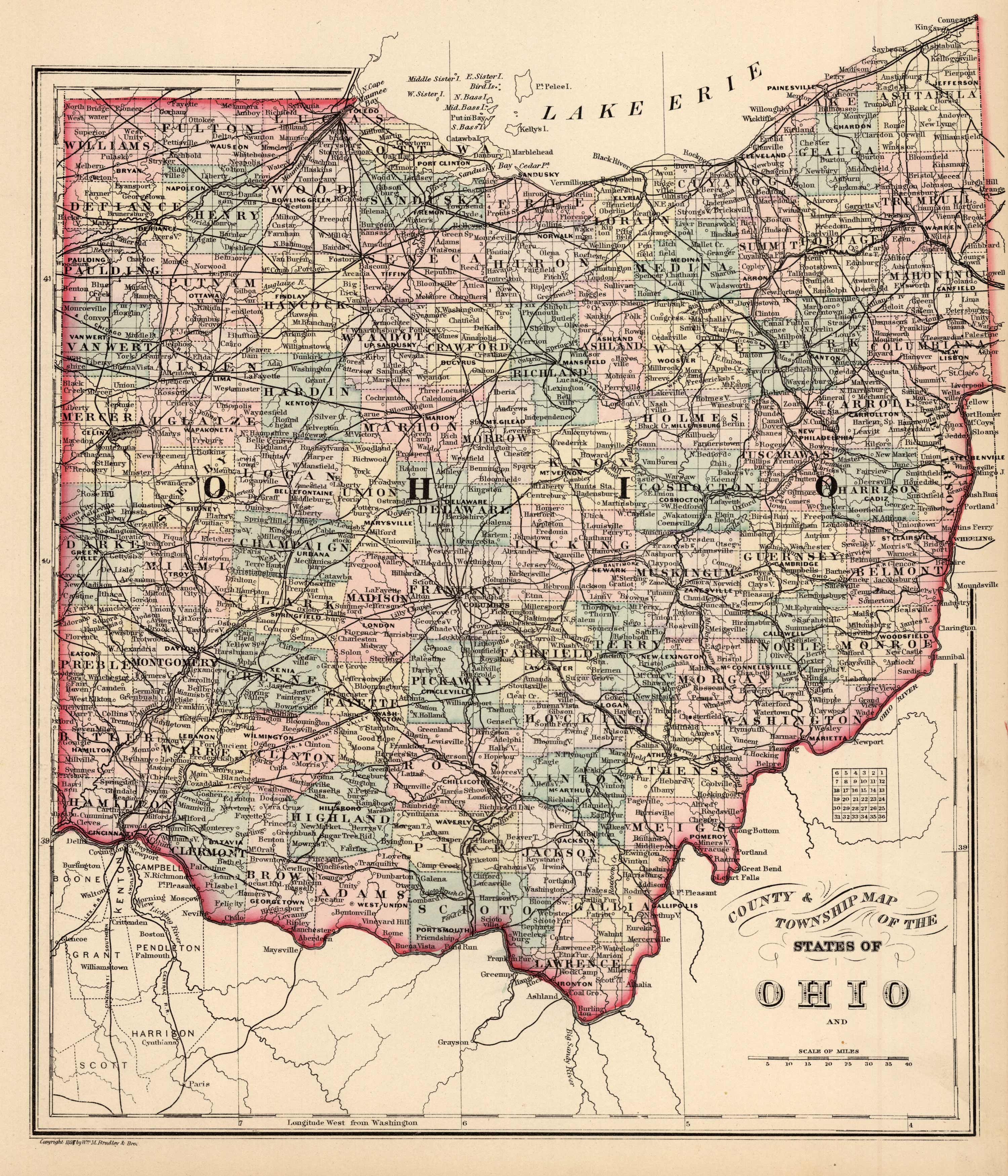 County And Township Map Of The State Of Ohio Art Source International 6172