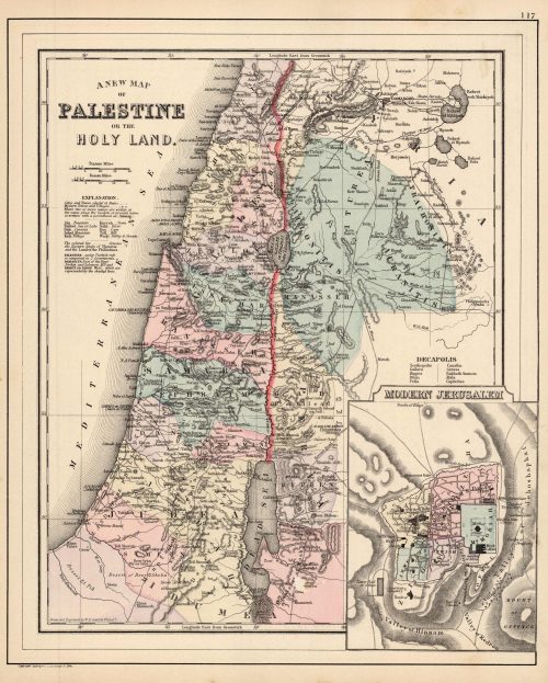 A New Map of Palestine or the Holy Land (with an inset map of Modern Jerusalem)
