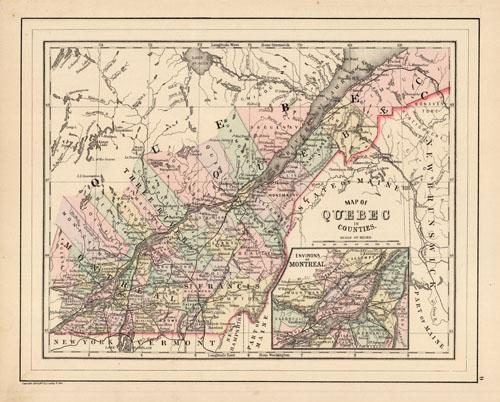 Map of Quebec in Counties (with an inset map of the Environs of Montreal)