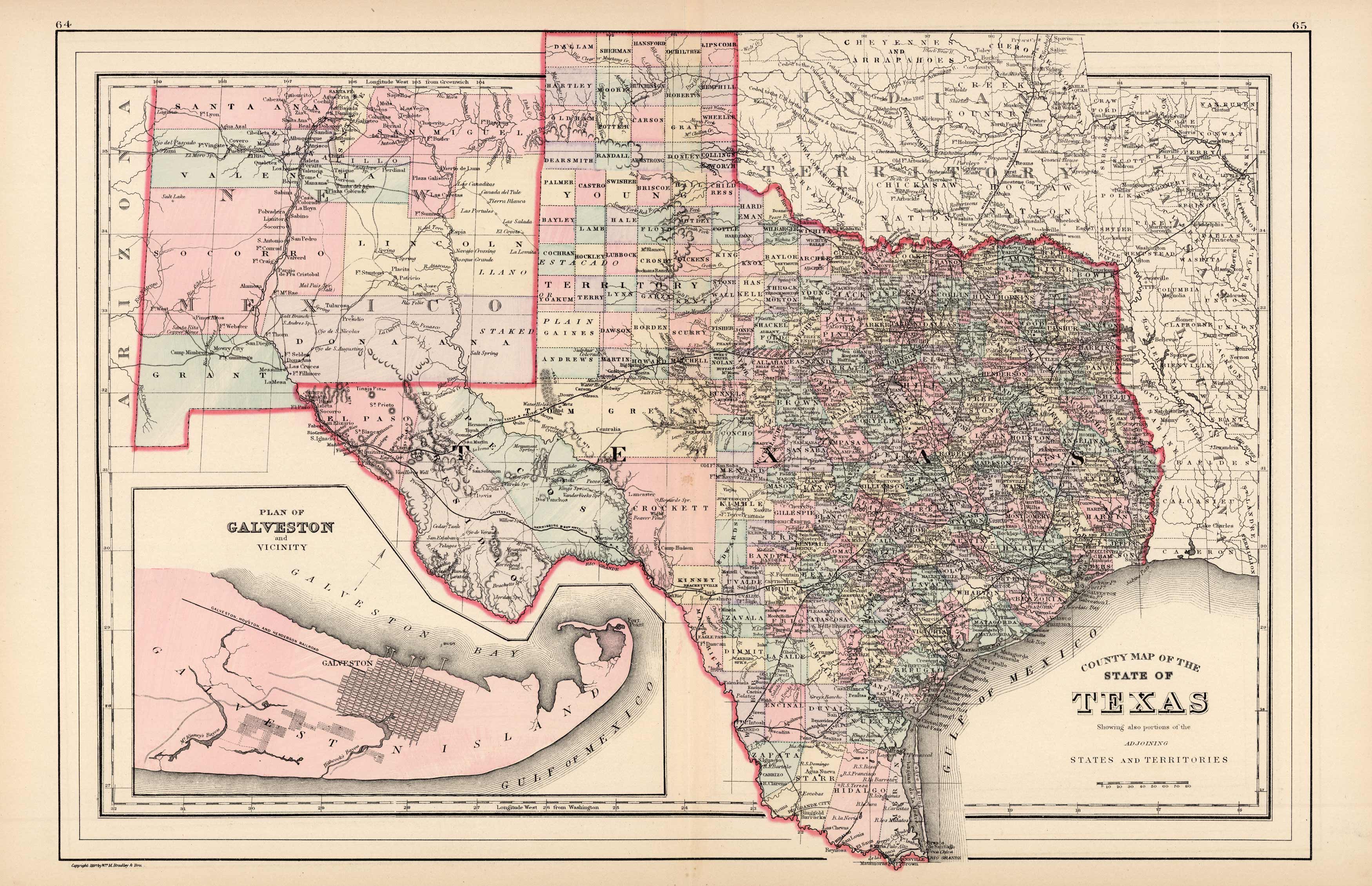 County Map of the State of Texas County Map of the State of Texas