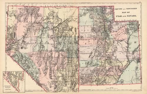 County and Township Map of Utah and Nevada