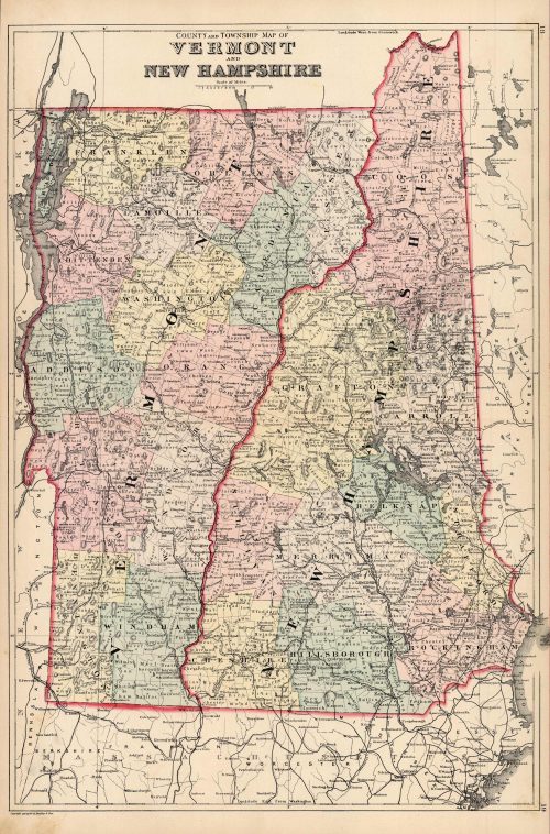 County and Township Map of Vermont and New Hampshire