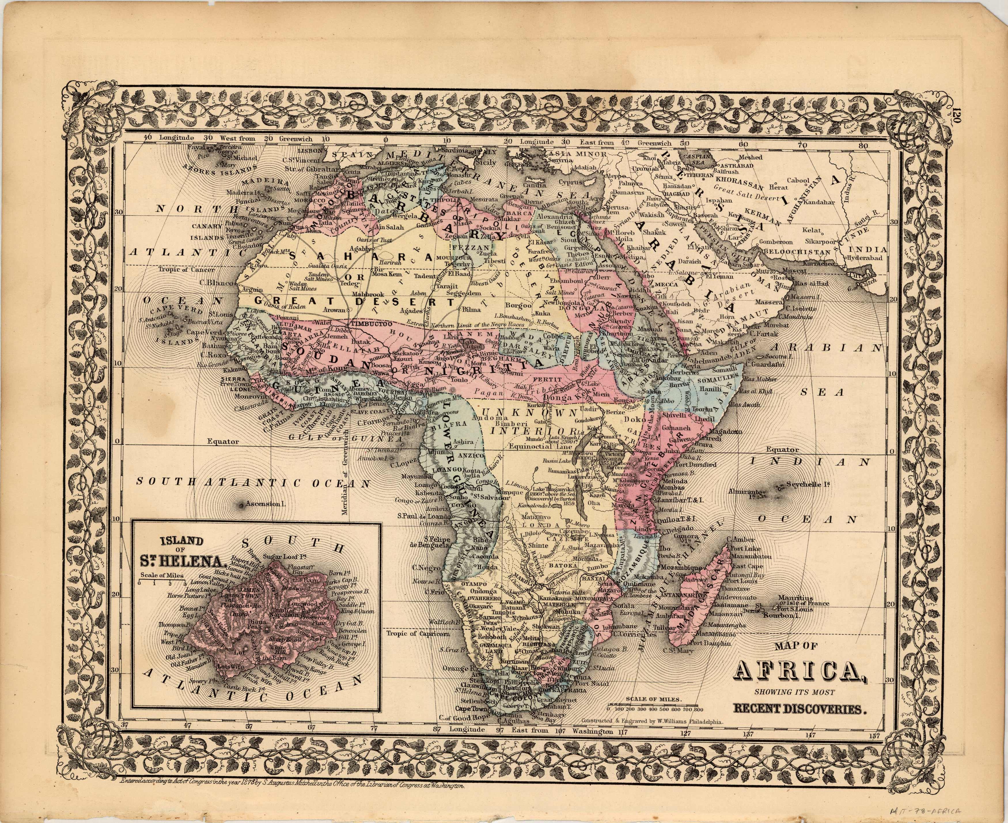 Map of Africa Showing its Most Recent Discoveries