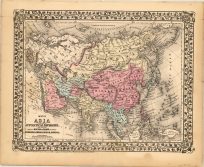 Map of Asia showing its GT. Political Divisons and also various routes of the travel between London