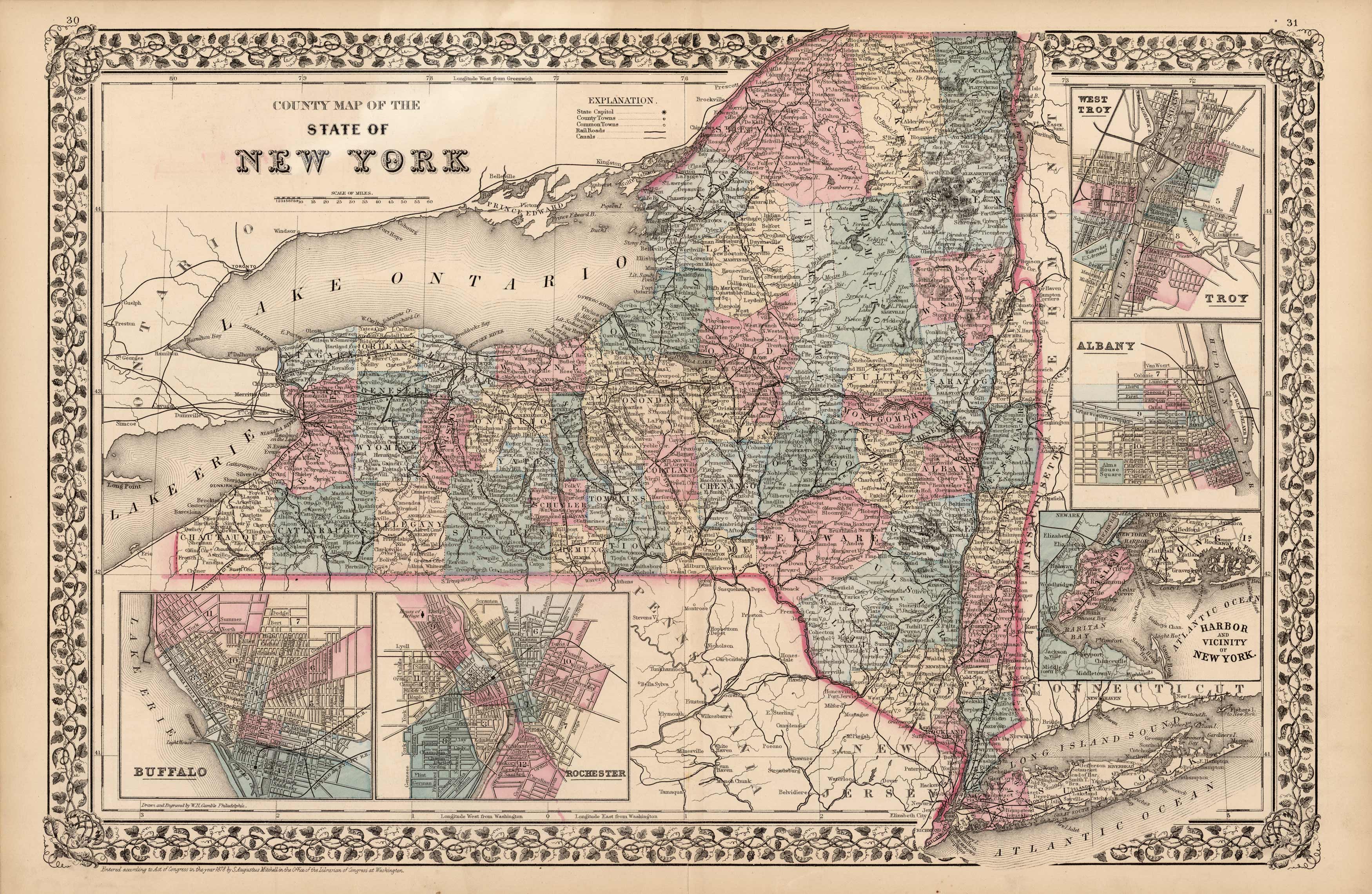 County Map of the State of New York County Map of the State of New York