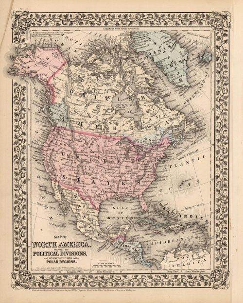 Map of North America Showing its Political Divisions