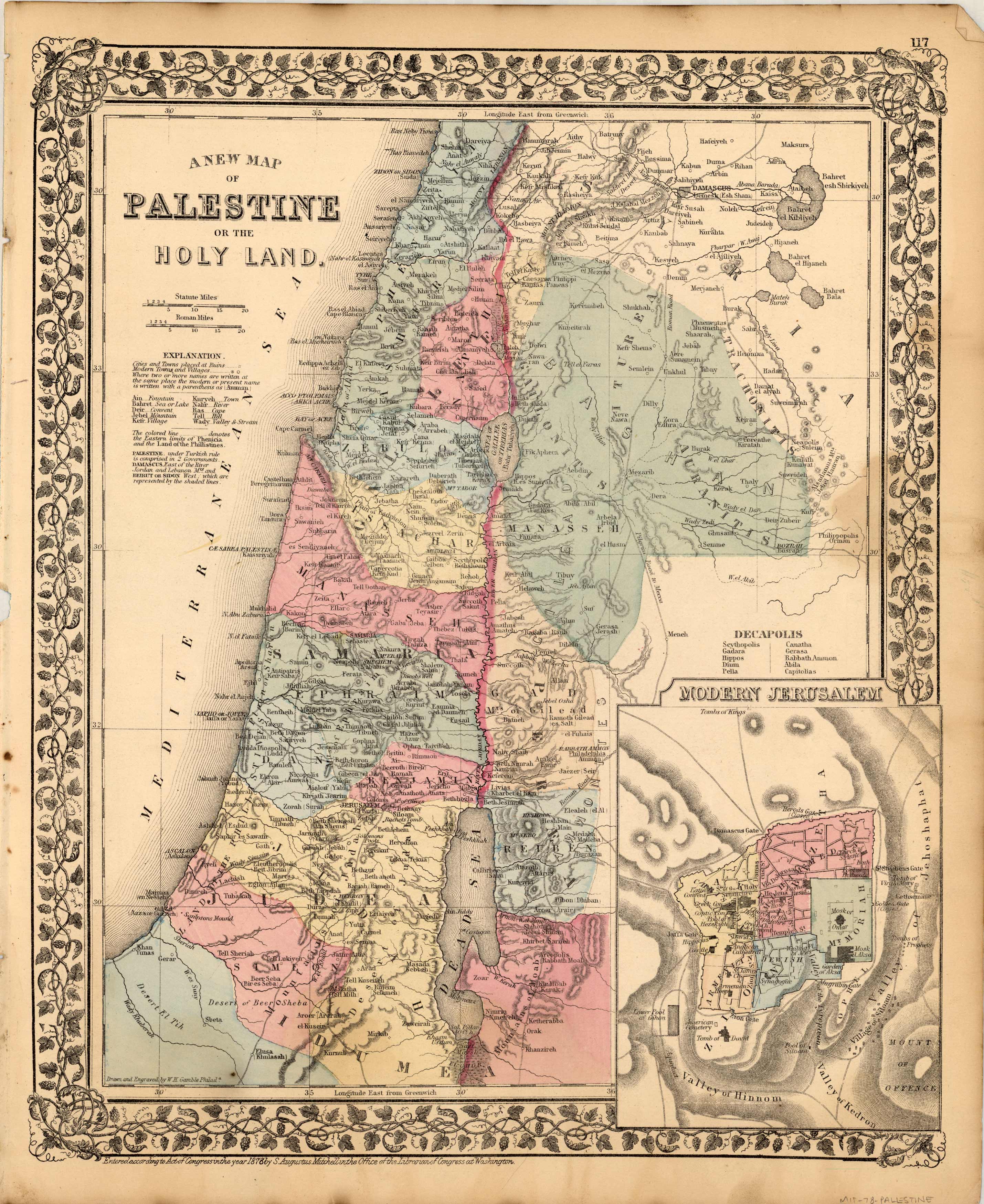 A New Map of Palestine or the Holy Land - Art Source International