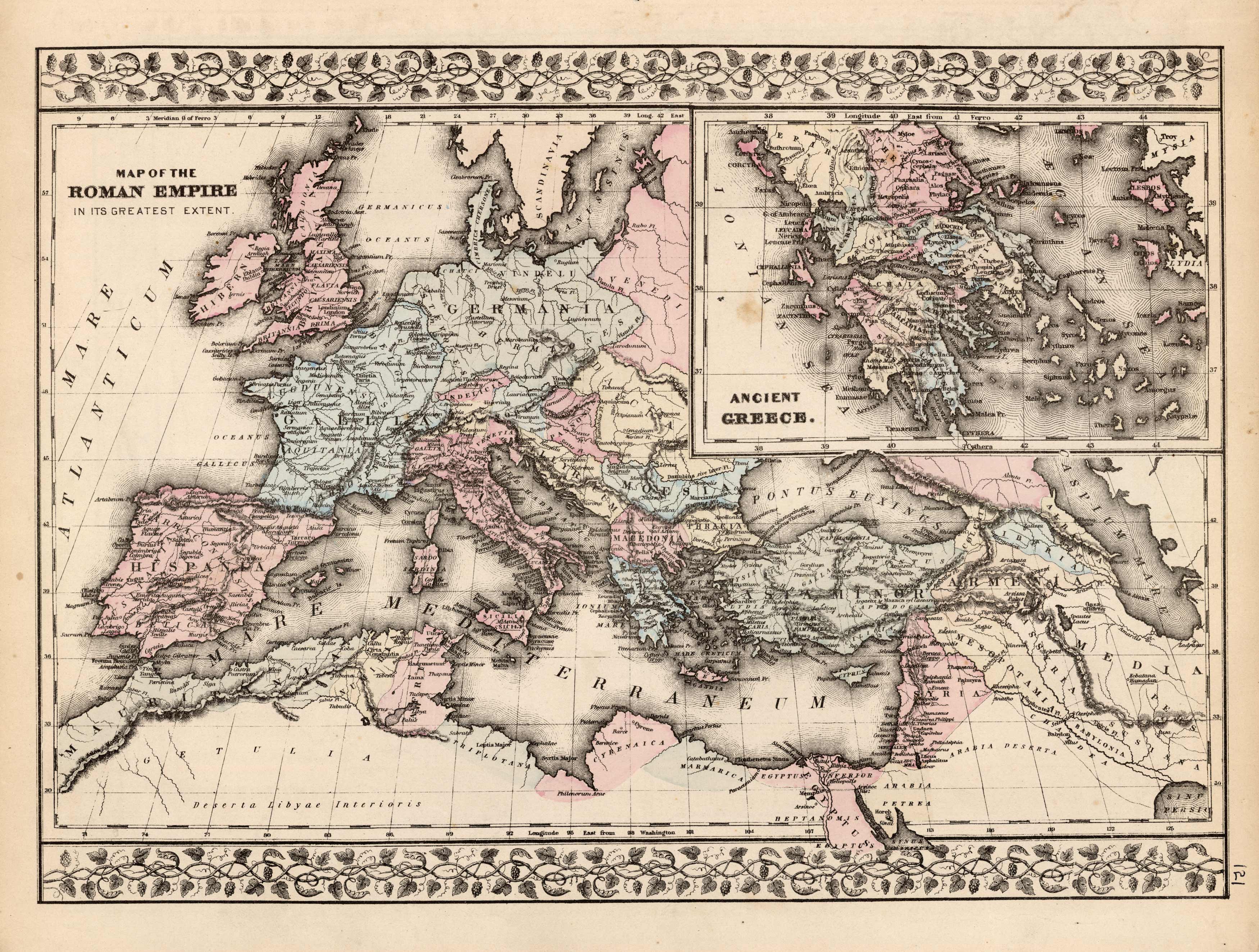 Map Of The Roman Empire In Its Greatest Extent; Ancient Greece - Art ...