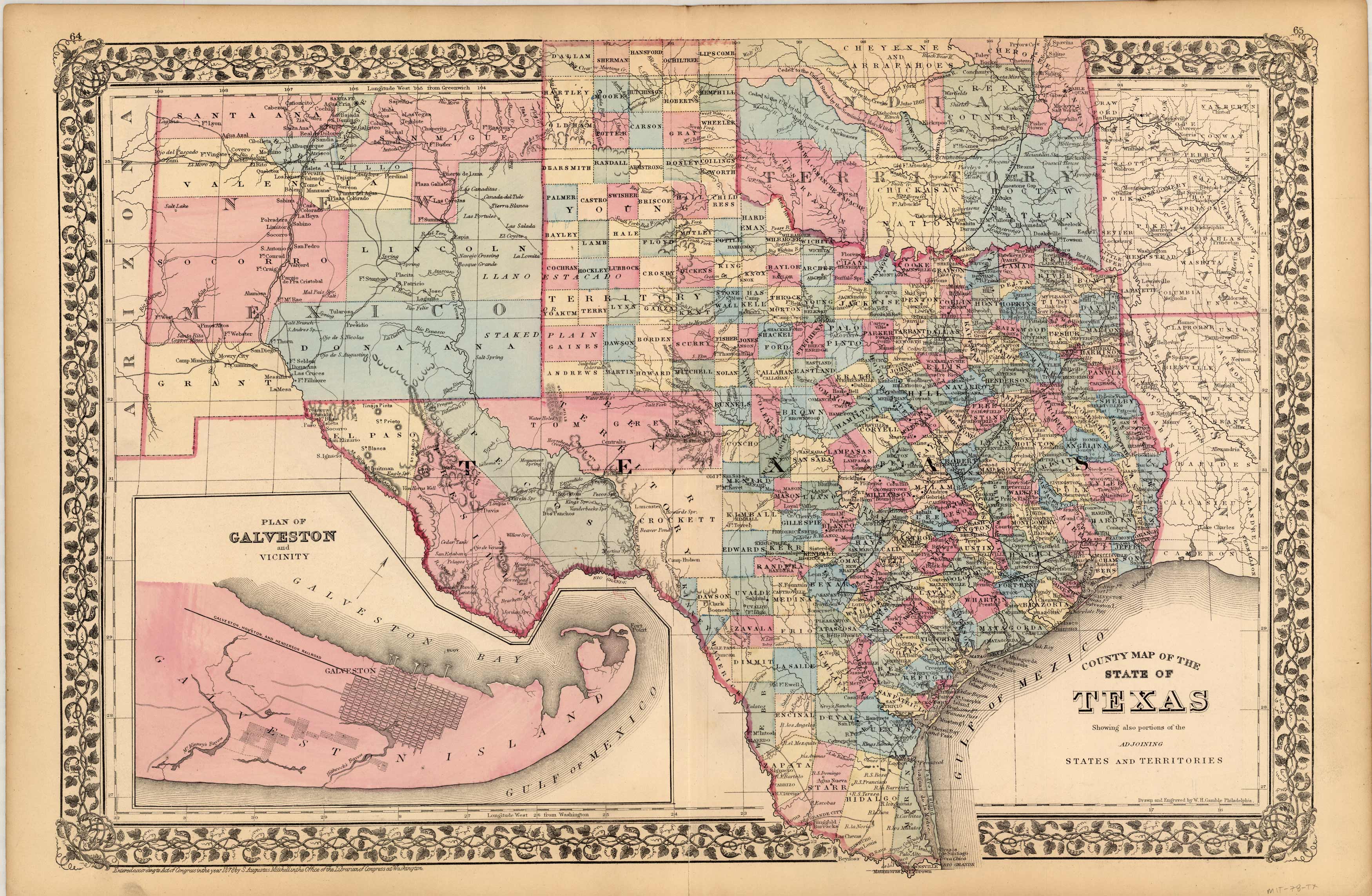 County Map of the State of Texas - Art Source International