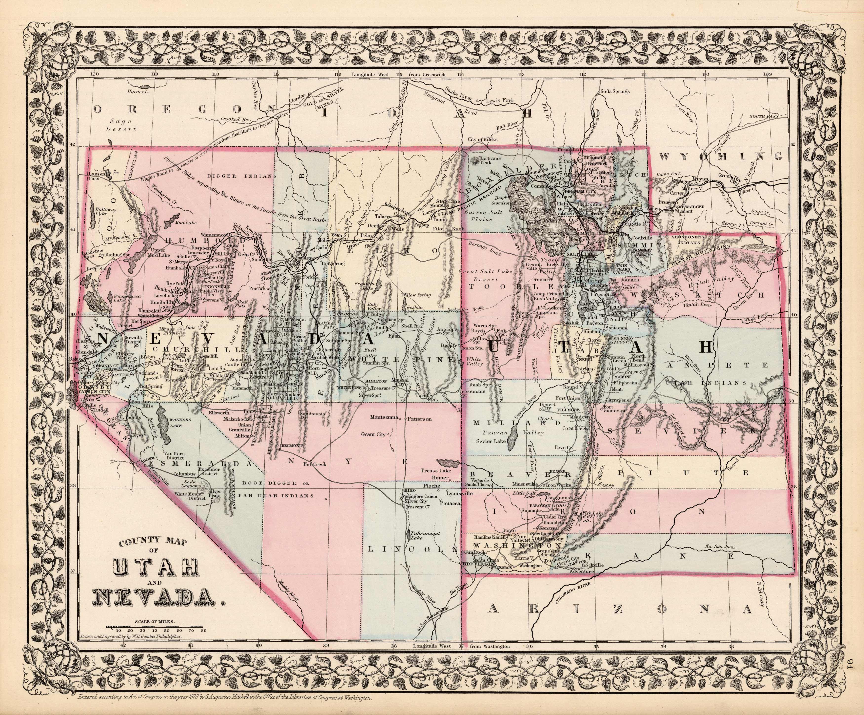 County Map of Utah and Nevada County Map of Utah and Nevada