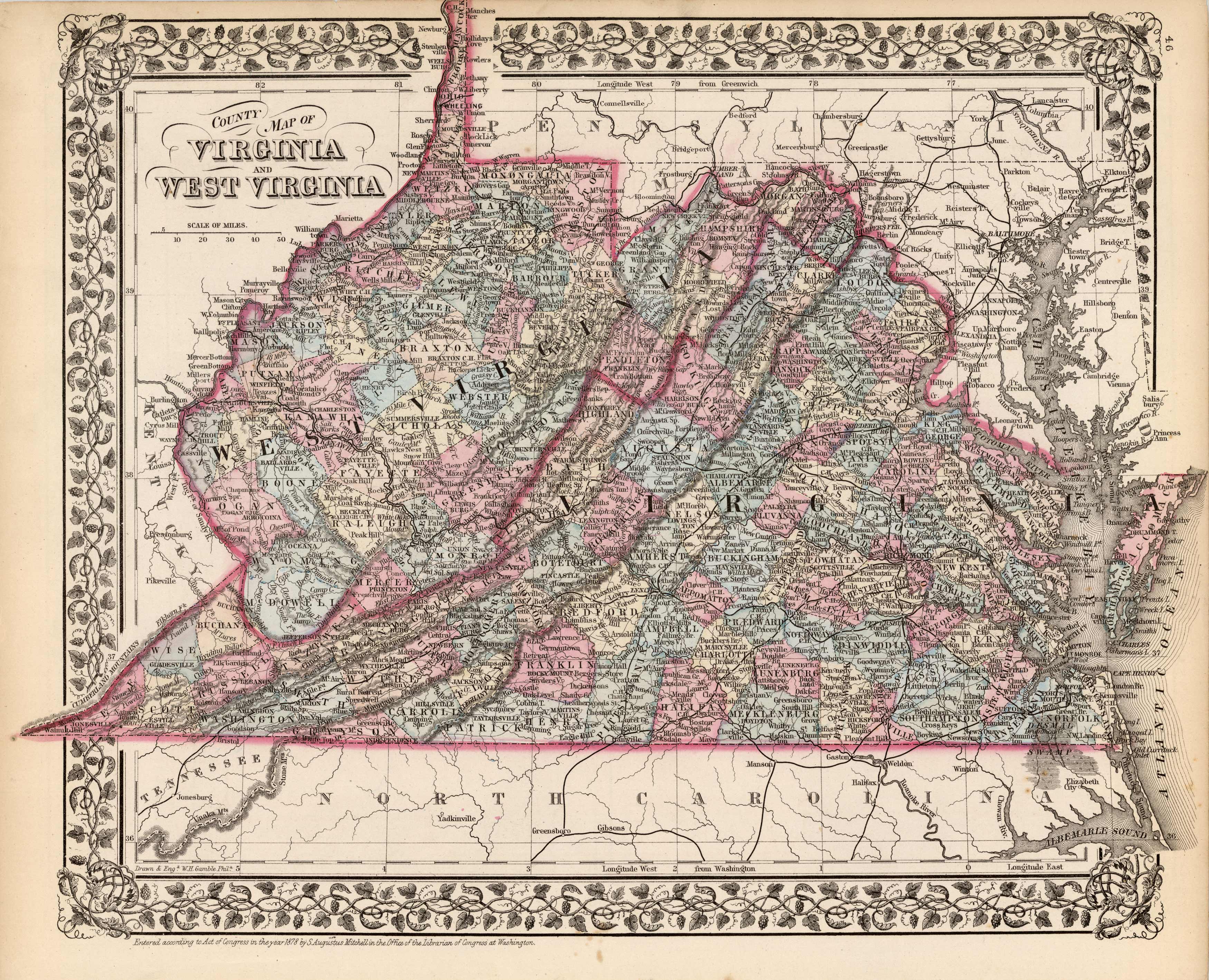 County Map of Virginia and West Virginia County Map of Virginia and West Virginia
