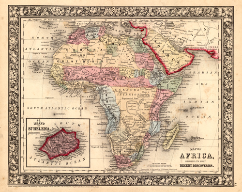Map of Africa showing its most Recent Discoveries