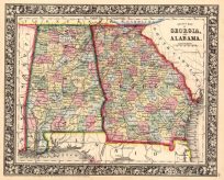 County Map of Georgia and Alabama