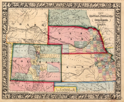 Map of the Kansas, Nebraska, and Colorado, showing also the Eastern ...