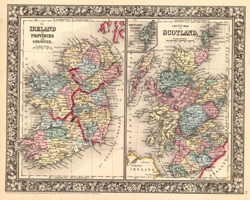 County Map of Scotland and Ireland in Provinces and Counties County Map of Scotland and Ireland in Provinces and Counties
