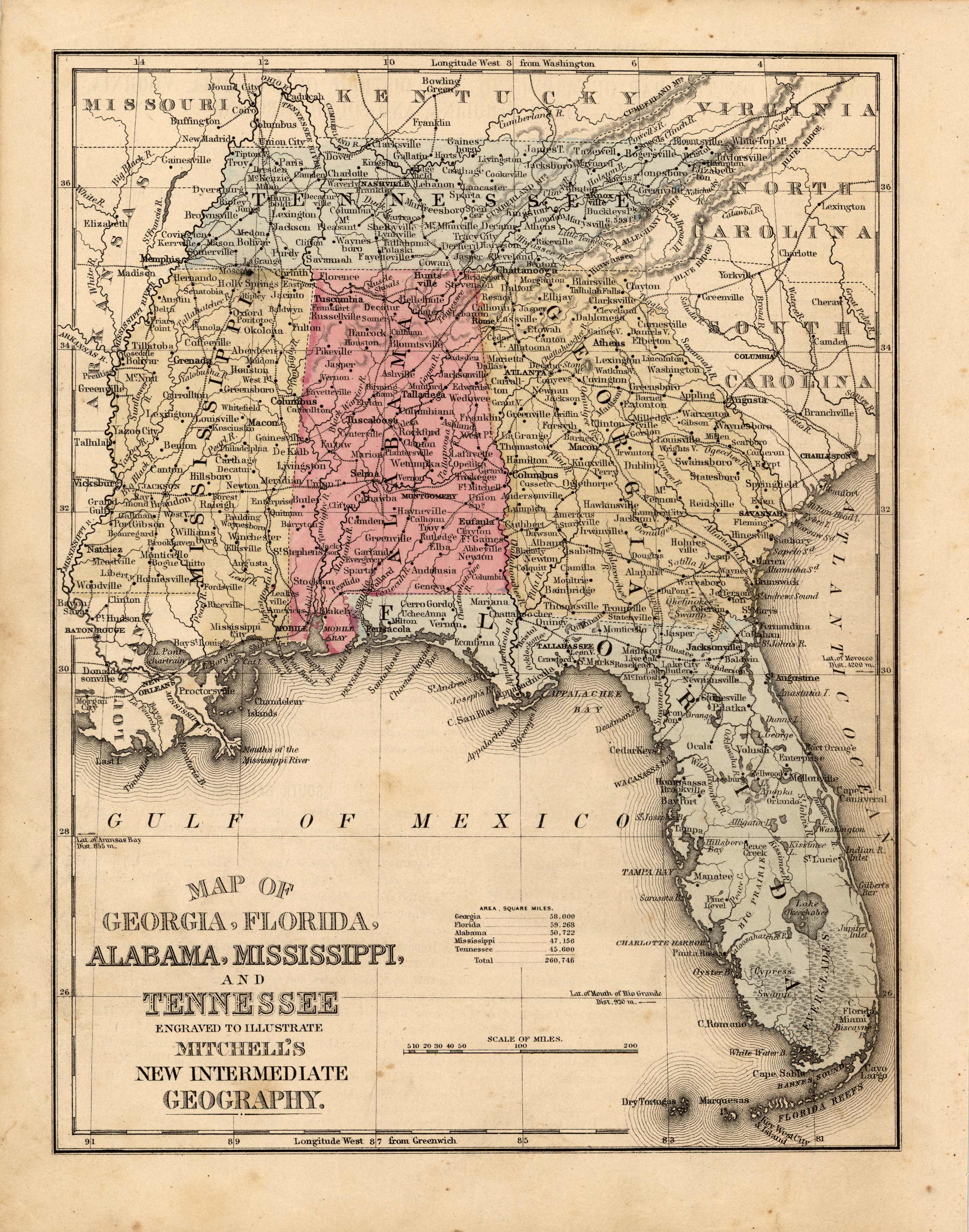 Louisiana, Mississippi, Alabama, Georgia, Florida, Tennessee, N/S