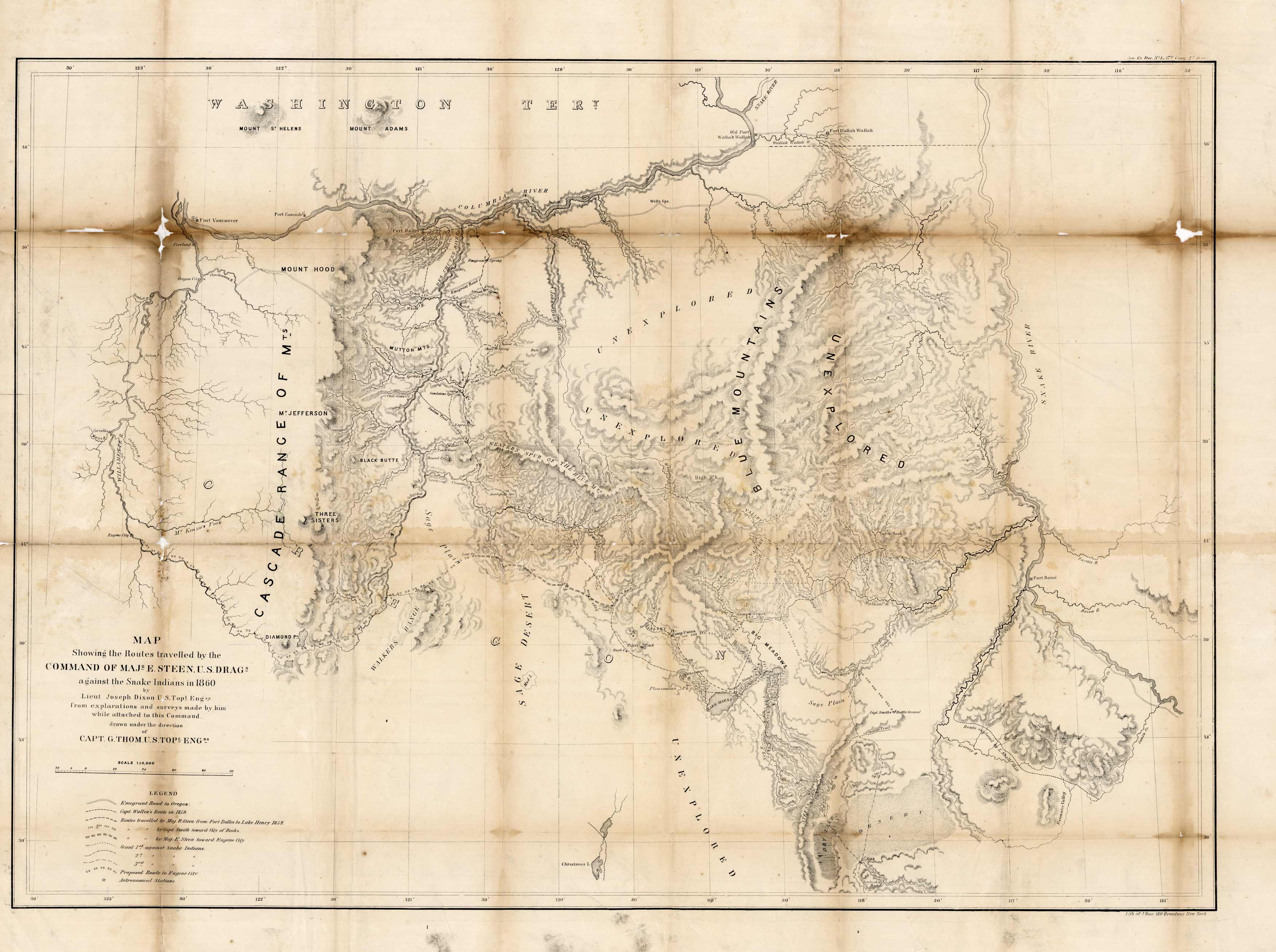 Map Showing the Routes Travelled by the Command of Major E. Steen, U.S ...