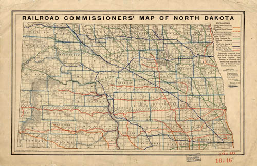 Railroad Commissioners Map of North Dakota'