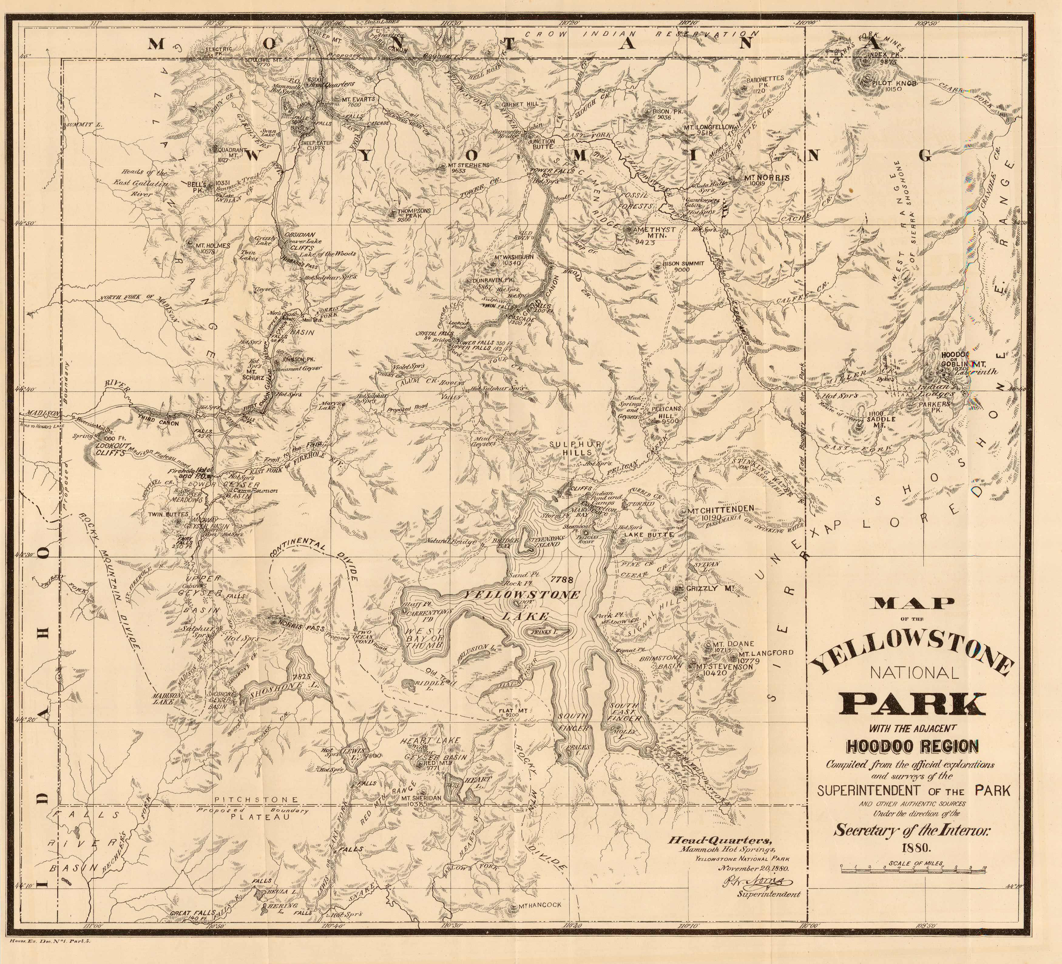 Map of the Yellowstone National Park with the Adjacent Hoodoo Region
