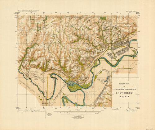 Relief Map of U.S. Military Reservation Fort Riley