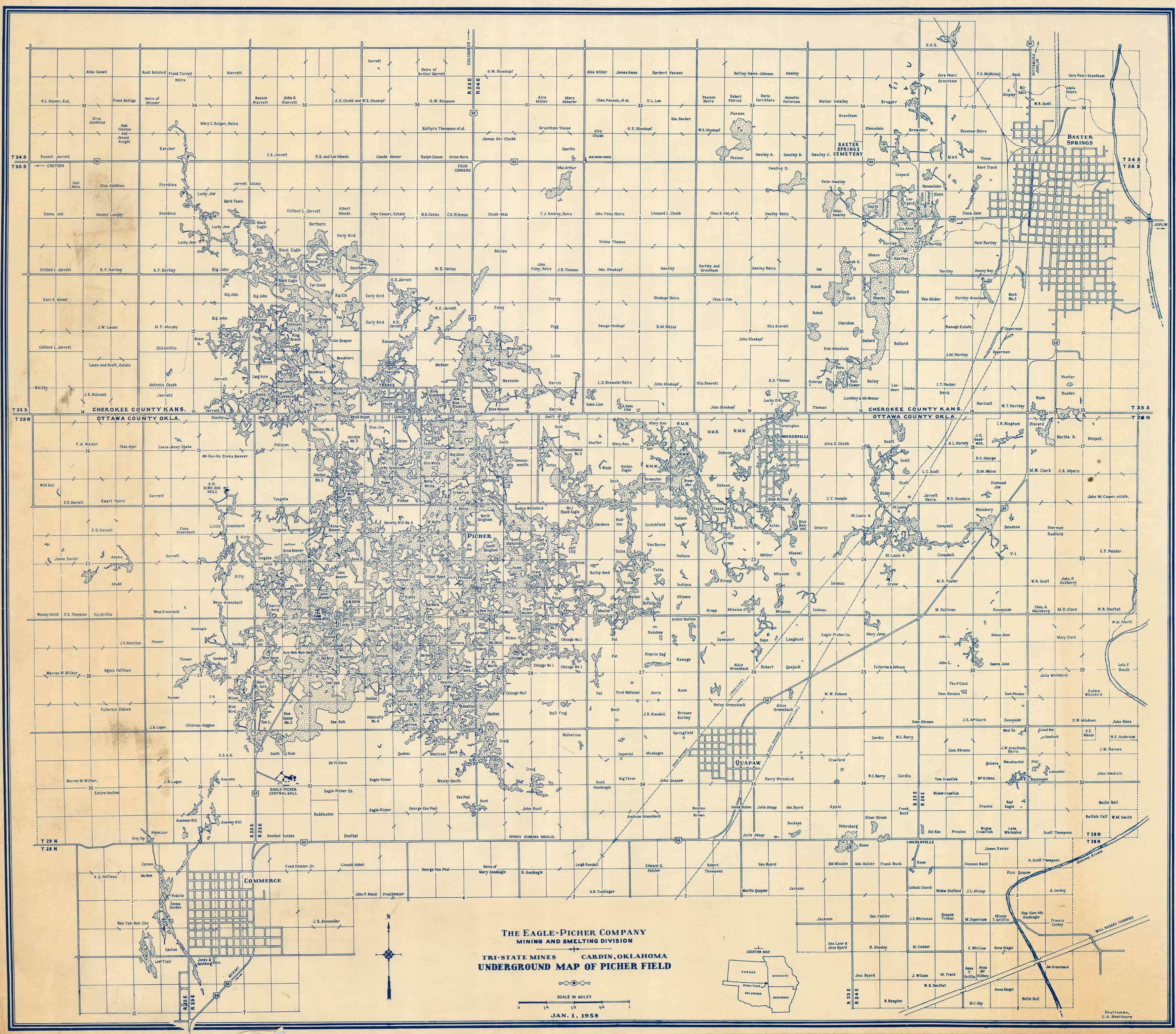 Tri-State Mines - Cardin, Oklahoma - Underground Map of Picher Field ...