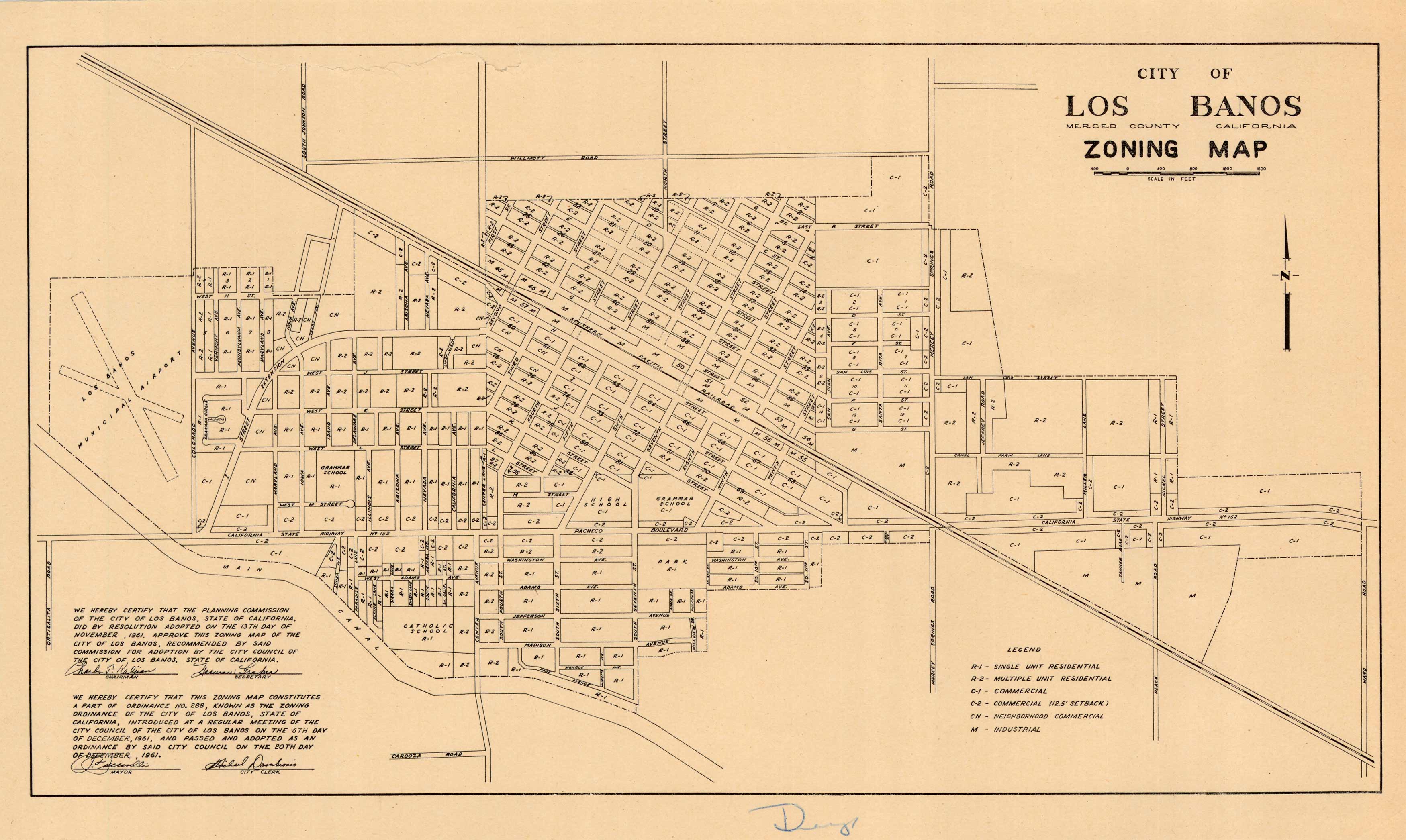 City of Los Banos, Merced County, California Zoning Map Art Source