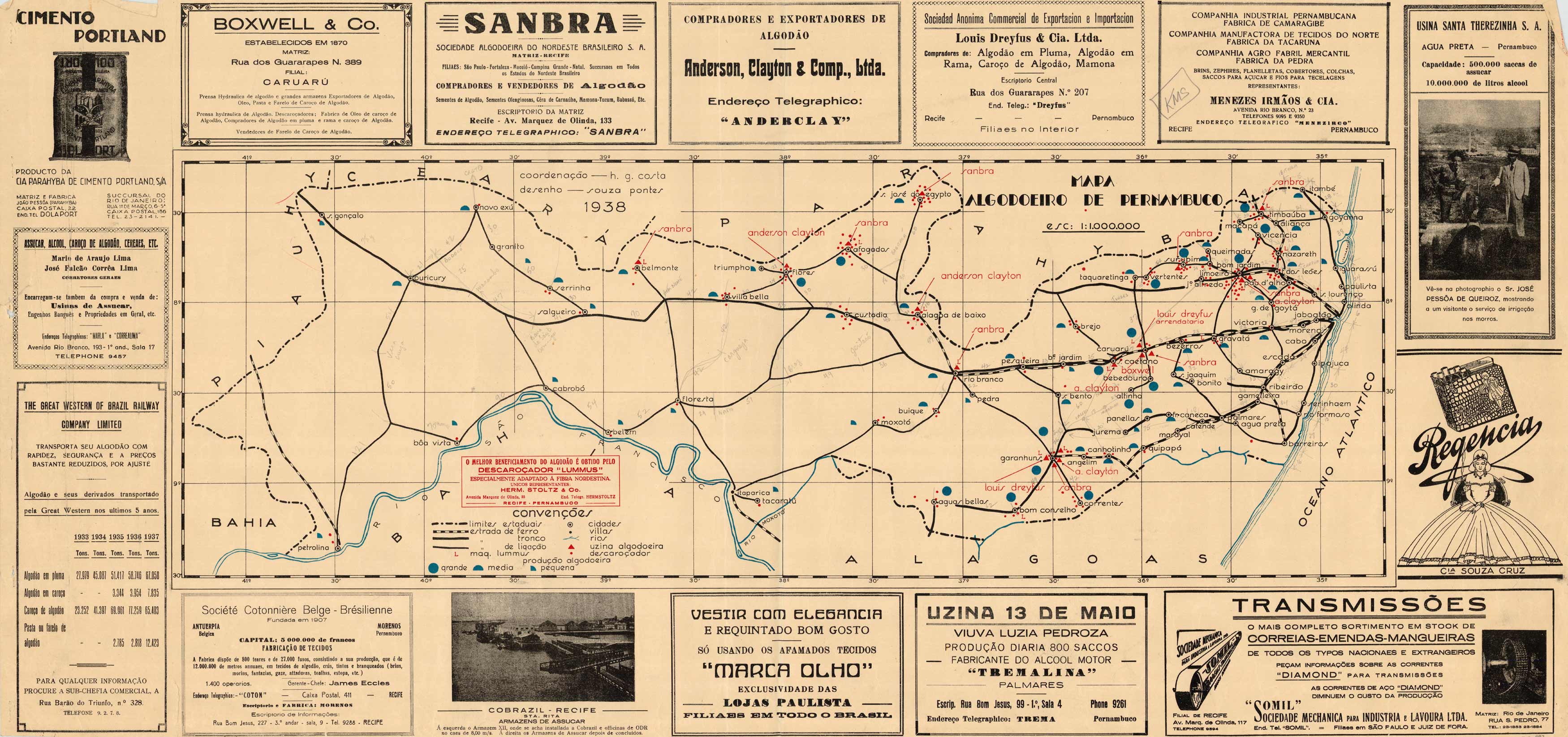 Mapa Algodoeiro de Pernambuco (Map of Pernambuco