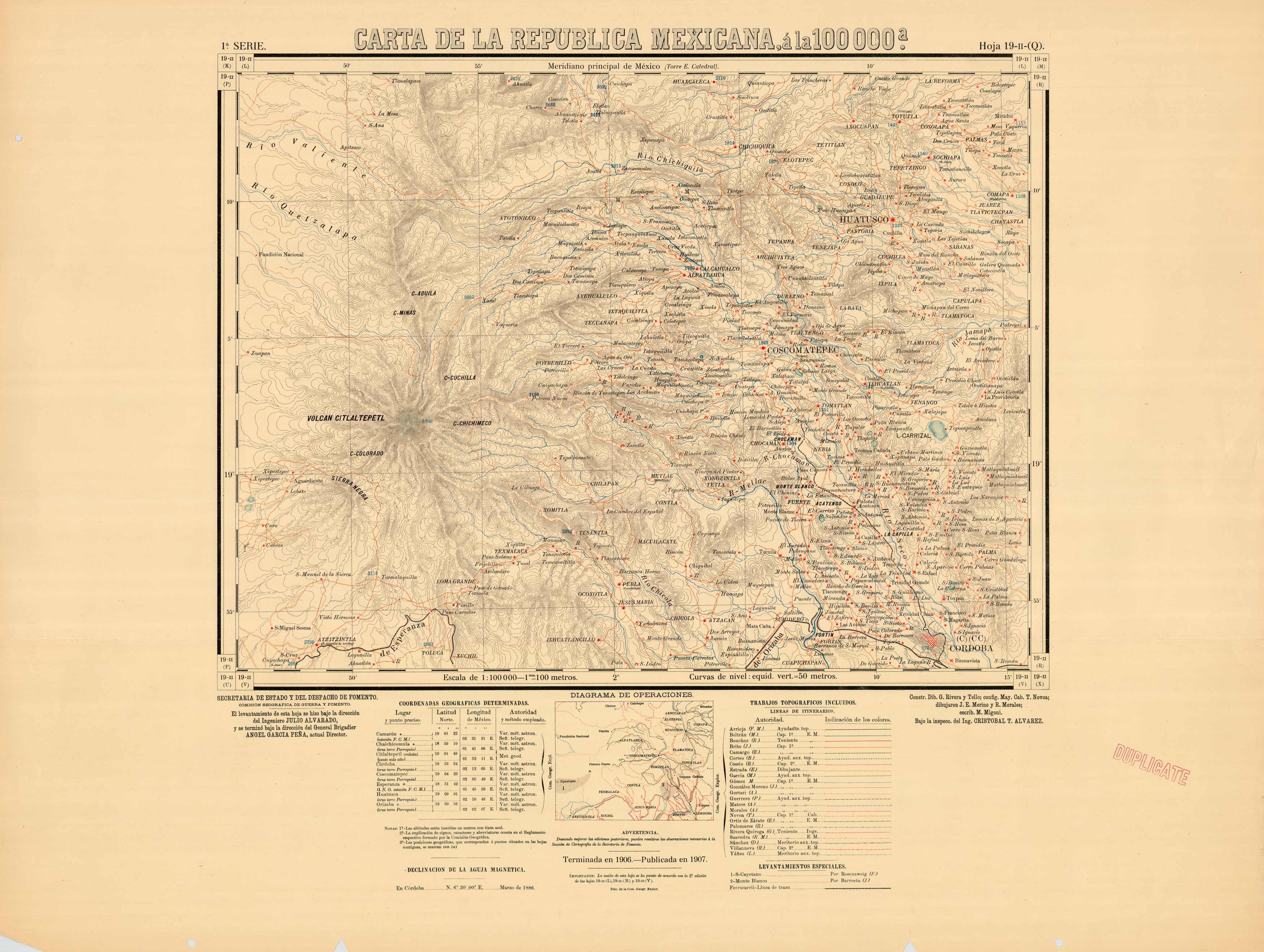 Carta de la Republica Mexicana - Cordoba and Vicinity